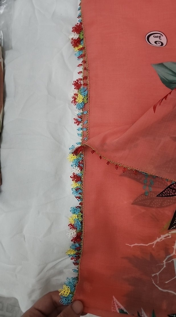 renkli iğne oyası tülbent - Görsel 3