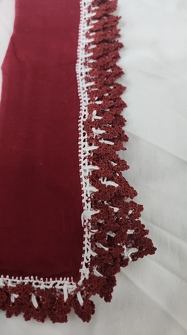 Bordo Çiçek Desenli Kadın tülbent - Görsel 2