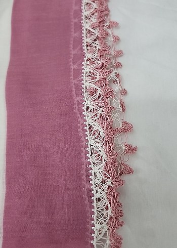 Dantelli Pembe Kadın Eşarp - Görsel 2