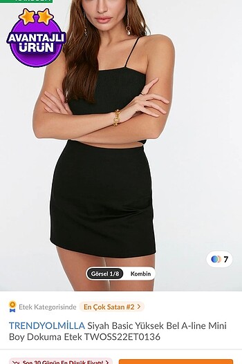 s Beden Siyah mini etek