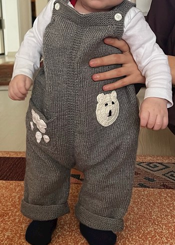 Gri Örgü Erkek Bebek Tulum - Görsel 2