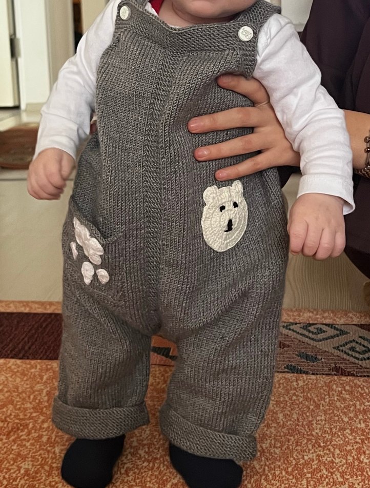 Gri Örgü Erkek Bebek Tulum - Görsel 2
