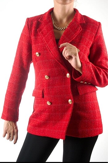 Kırmızı tüvit ceket