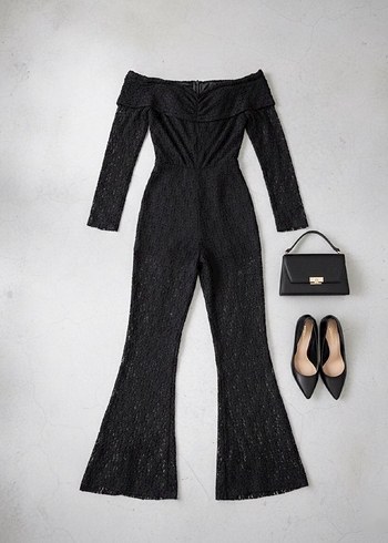 Siyah dantel tulum - Görsel 3