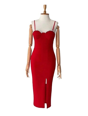 Kırmızı abiye elbise - Görsel 2