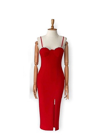 Kırmızı abiye elbise - Görsel 5