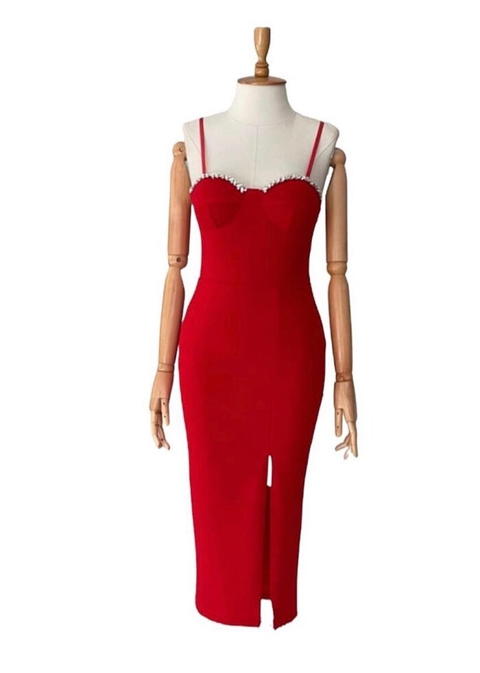 Kırmızı abiye elbise - Görsel 2