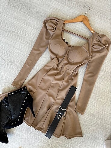 Bej elbise - Görsel 8