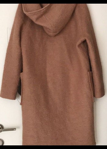 Kapüşonlu Kahverengi Yün Kaban - Görsel 3