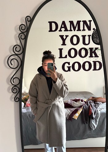 Bej Uzun Yünlü Kaban - Görsel 9