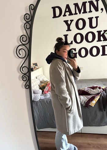 Bej Uzun Yünlü Kaban - Görsel 8