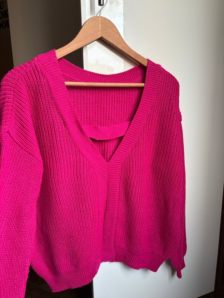 Pembe Triko Kadın Kazak - Görsel 2