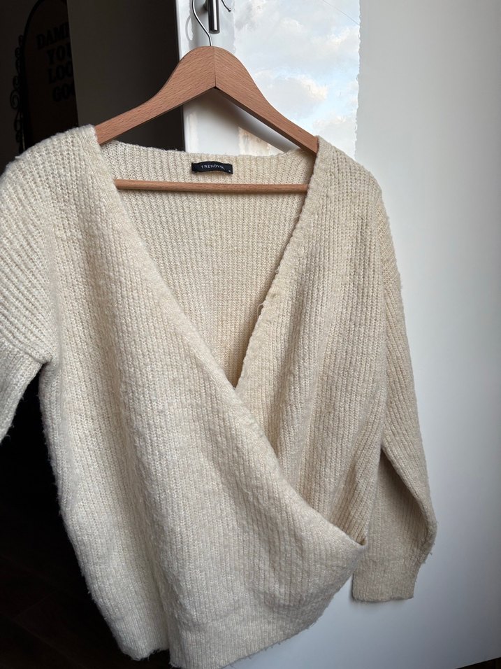 Bohem Stil V Yaka Örgü Kadın Hırka - Görsel 4