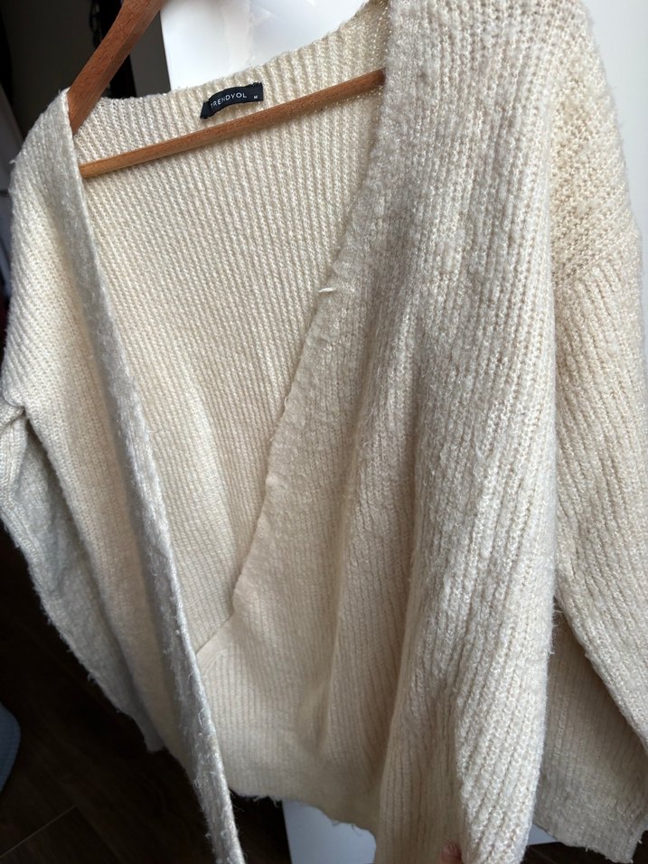 Bohem Stil V Yaka Örgü Kadın Hırka - Görsel 5