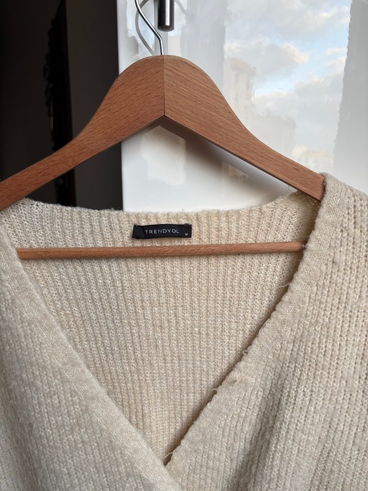 Bohem Stil V Yaka Örgü Kadın Hırka - Görsel 2