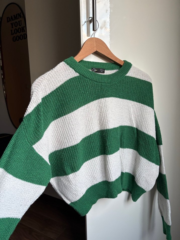 Defacto Yeşil Baskılı Örgü Kadın Kazak - Görsel 3