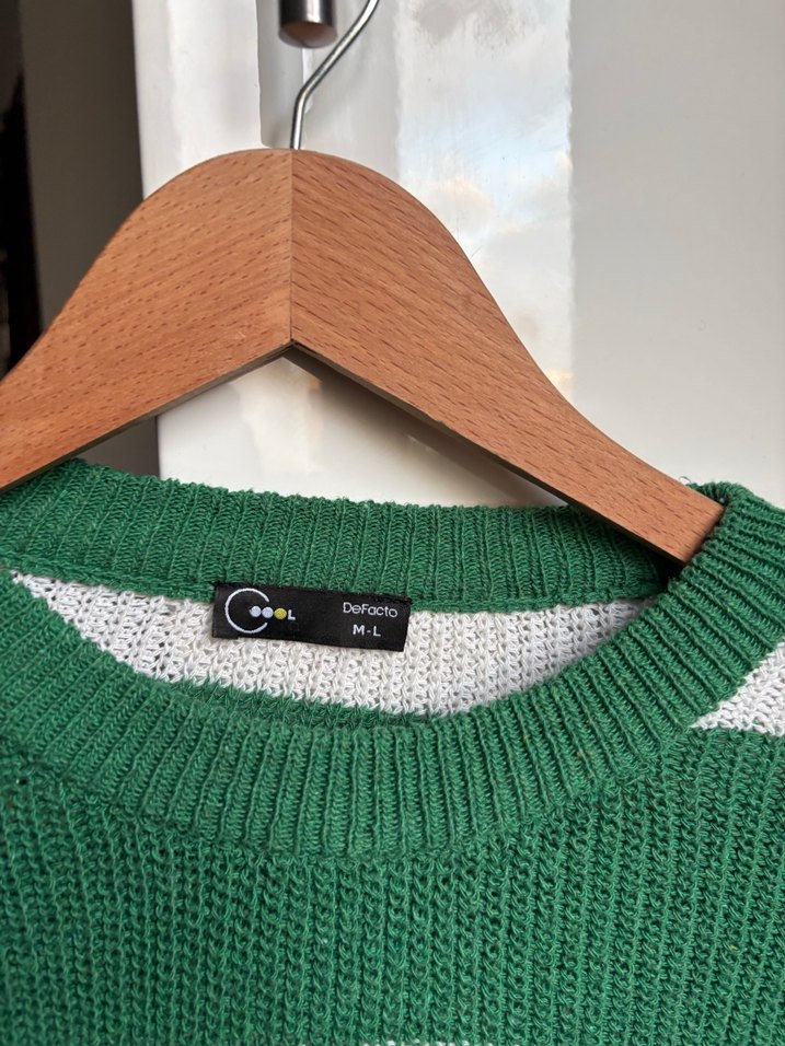 Defacto Yeşil Baskılı Örgü Kadın Kazak - Görsel 2