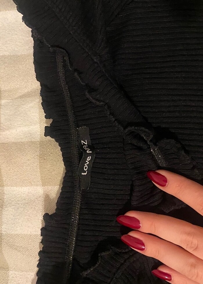 Siyah triko uzun kollu büstiyer - Görsel 2