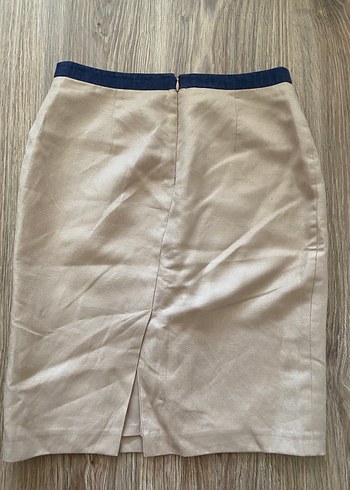 Düğmeli Keten Midi Kalem Etek - Görsel 5