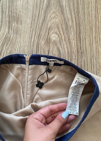 Düğmeli Keten Midi Kalem Etek - Görsel 4