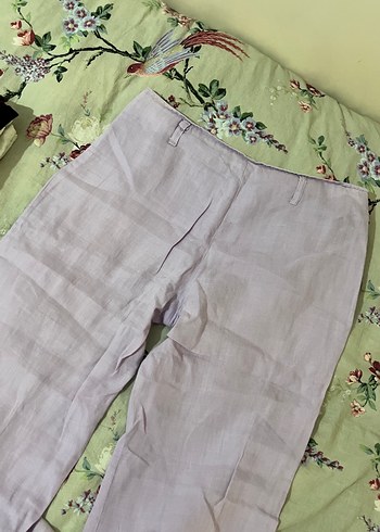 40 Beden mor Renk Mor Keten Kadın Pantolon