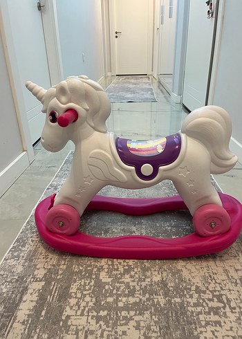 Sallanan at Pembe Tekerlekli Unicorn Oyuncak - Görsel 2