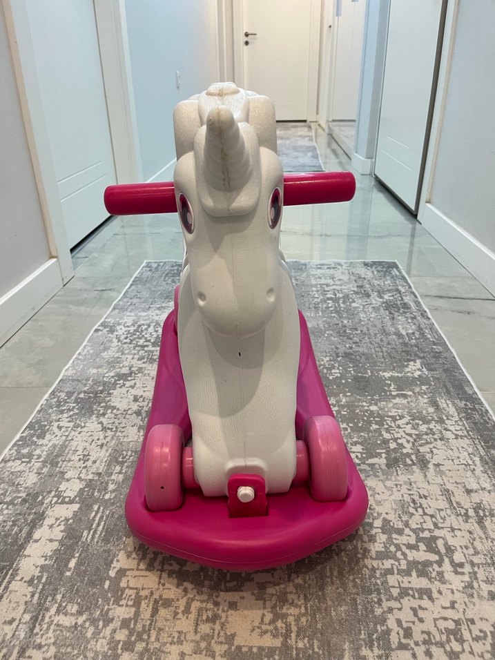 Sallanan at Pembe Tekerlekli Unicorn Oyuncak - Görsel 3