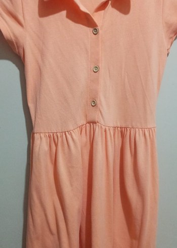 LC Waikiki Pembe Midi Kız Elbisesi Düğmeli ve Kısa Kollu