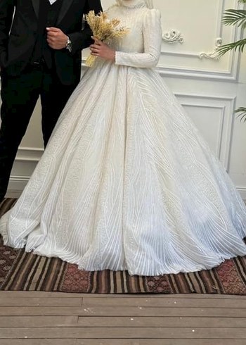 Yüksek Yakalı Vintage Prenses Gelinlik - Görsel 2