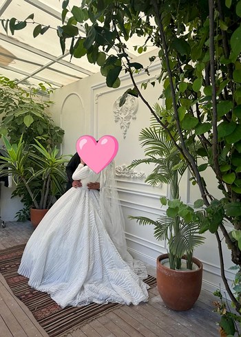 Yüksek Yakalı Vintage Prenses Gelinlik - Görsel 3