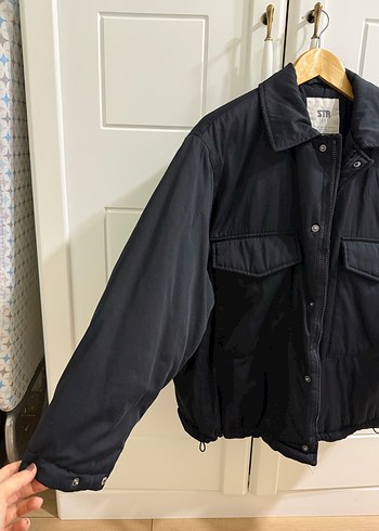 Düğmeli Siyah Kadın Mont - Görsel 2