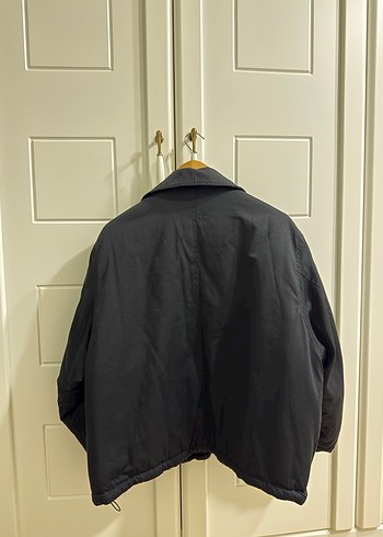 Düğmeli Siyah Kadın Mont - Görsel 3