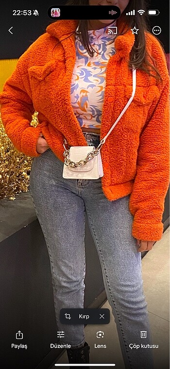 Peluş crop ceket