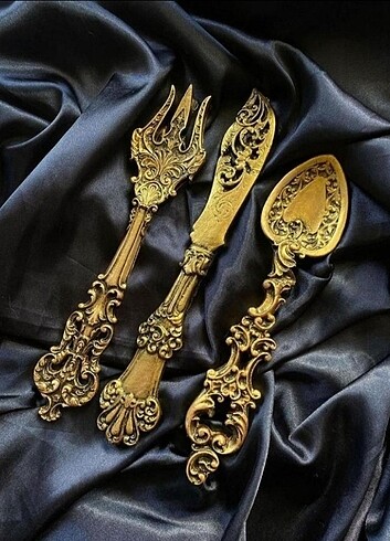 Gold Renk 3 lü Çatal Kaşık Bıçak Set