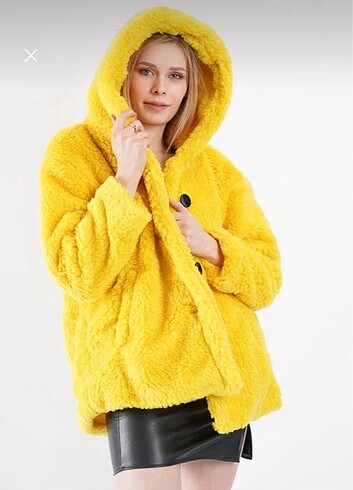 Peluş sarı mont