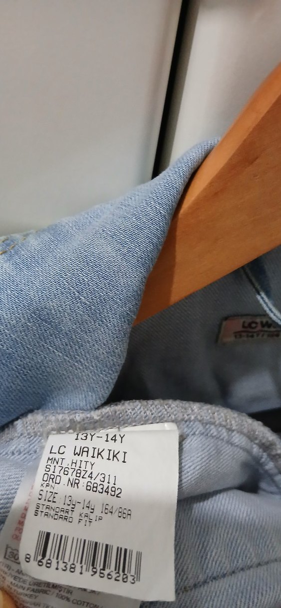 Düğmeli Erkek Çocuk Mavi  kot Ceket 13-14 yaş - Görsel 5