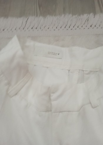 s Beden zara Beyaz Keten Bol Paça Pantolon