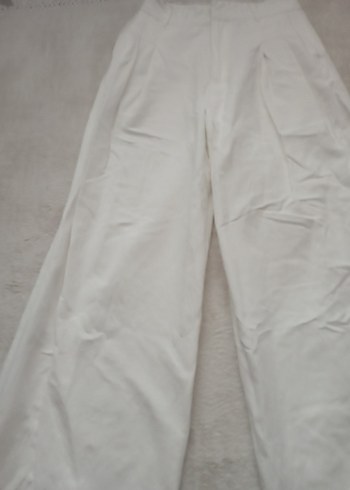 zara Beyaz Keten Bol Paça Pantolon