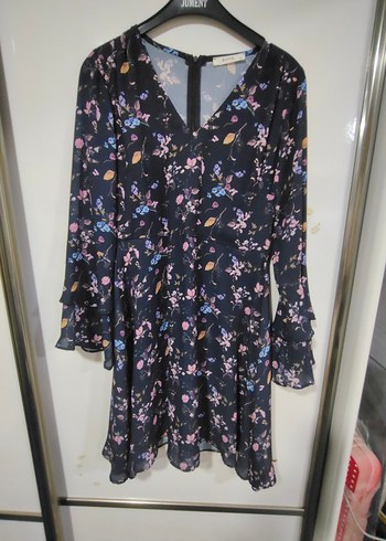 Batik marka Lacivert çiçek Desenli V Yakalı Mini casual Elbise