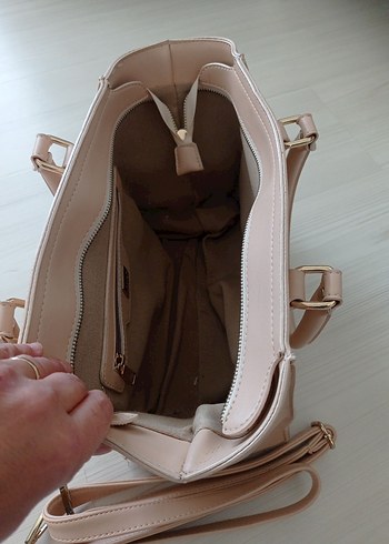 Bej Deri Minimalist Kadın Çanta - Görsel 3