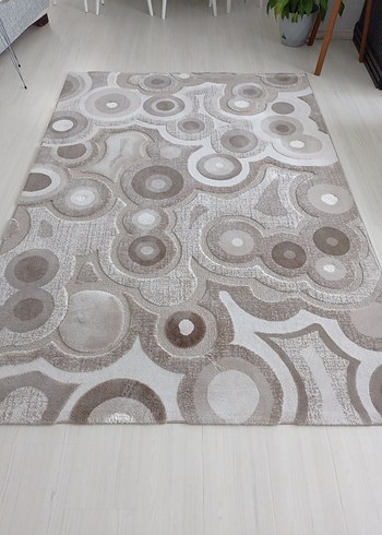 Bej ve Gri Soyut Desenli Modern Halı - Görsel 10