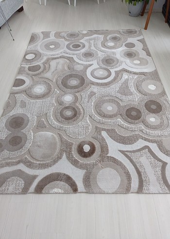 Bej ve Gri Soyut Desenli Modern Halı - Görsel 4