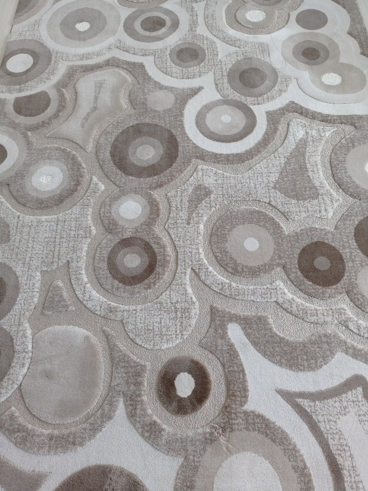 Bej ve Gri Soyut Desenli Modern Halı - Görsel 5