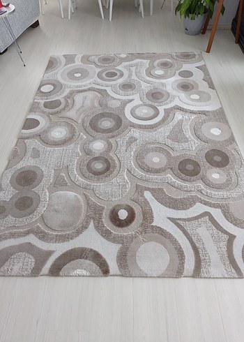 Bej ve Gri Modern Soyut Desenli Halı - Görsel 10