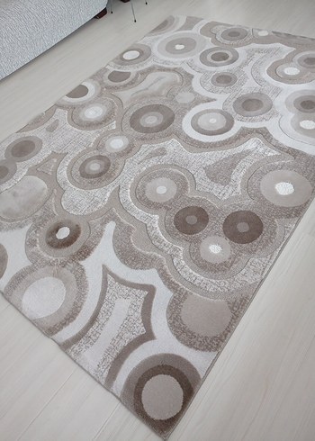 Bej ve Gri Modern Soyut Desenli Halı - Görsel 5