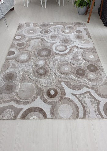 Bej ve Gri Modern Soyut Desenli Halı - Görsel 8