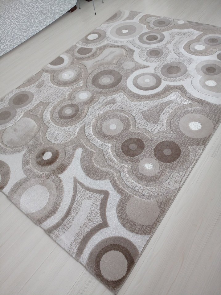 Bej ve Gri Modern Soyut Desenli Halı - Görsel 5