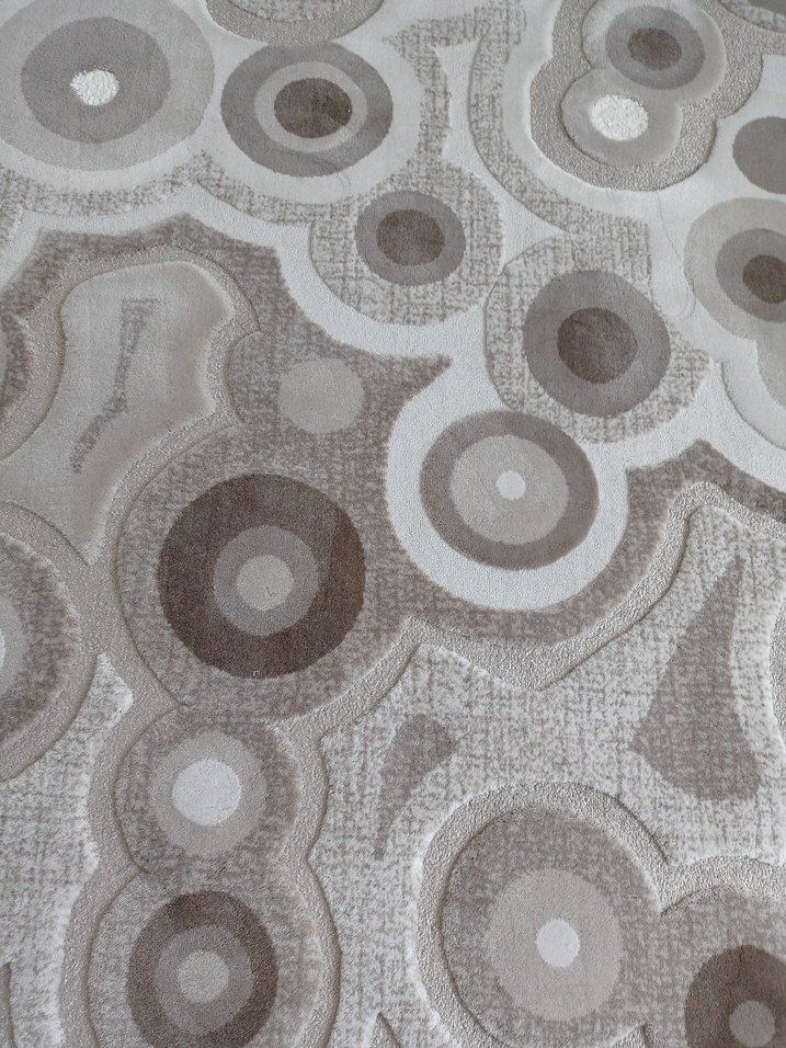 Bej ve Gri Modern Soyut Desenli Halı - Görsel 4