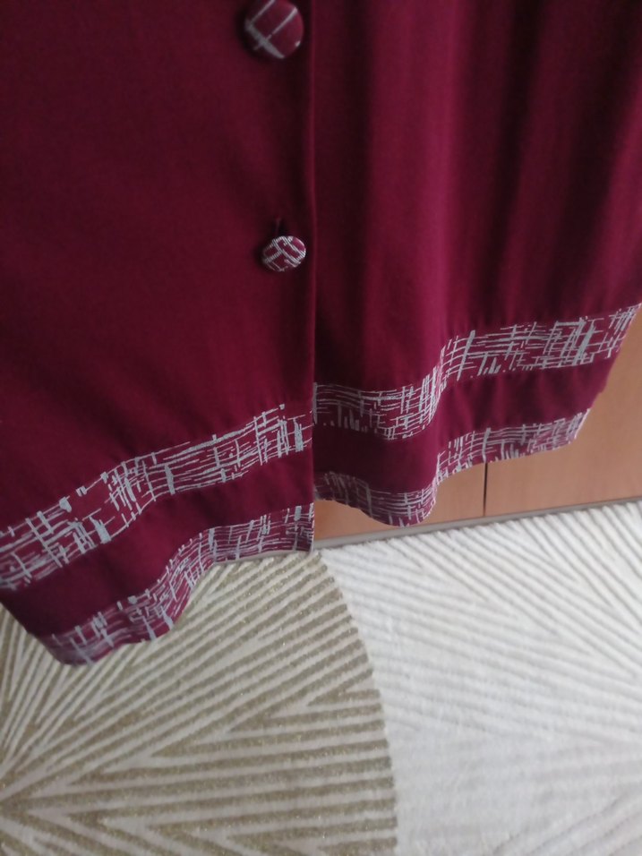 Bordo Düğmeli Uzun penye tunik - Görsel 4