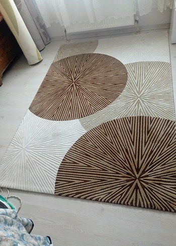 Açık Kahverengi Soyut Desenli Modern Halı - Görsel 2